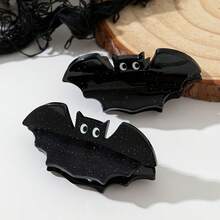 2pcs Fashion Elegant Halloween Bat Hair Claw, Cute Acetate Hair Clips For All Seasons - Black - View 6
