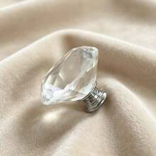12pcs 40mm Crystal Glass Knobs, Diamond Shaped Pull Handles, Transparent Glass Drawer Handles Suitable For Wardrobe, Cabinet, Kitchen Bathroom Cabinet, Vanity, Bookshelf, Closet - Transparent - View 4