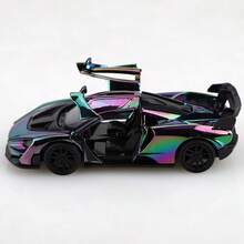 1 Piece (Bagged) Partially Zinc Alloy Toy Vehicle - Iridescent Butterfly-Door Racing Supercar Style Toy, High-Quality Alloy Casting, Pull-Back Spring Function, Children's Toy. Suitable For Boys Over 3 Years Old, Gift. - Multicolor - View 4