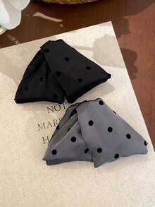 1pc/2pcs Korean Style Polka Dot Black & Gray Shell Claw Clip, High-End Texture, Back Head Bun Hair Claw, Elegant High Ponytail Hair Accessory, Suitable For Daily Wear, Work, Photography - Multicolor - View 8