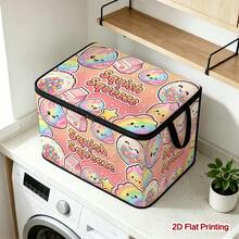 1PC Squish & Squeeze Cute Pattern Zippered Flap Foldable Storage Box - Suitable For Book Organization, Toy Storage, Cosmetic Storage, Student Back To School Storage, Home Organization, Car Trunk Storage, Clothing, Blankets, Daily Essentials, Hair Styling Tools Large Capacity Storage - A - View 6