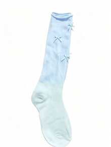 1 Pair Women's Bow Decor Mid-Calf Socks, Women's Thin Leg Warmers, Ballet / JK Style Socks - Multicolor - View 8
