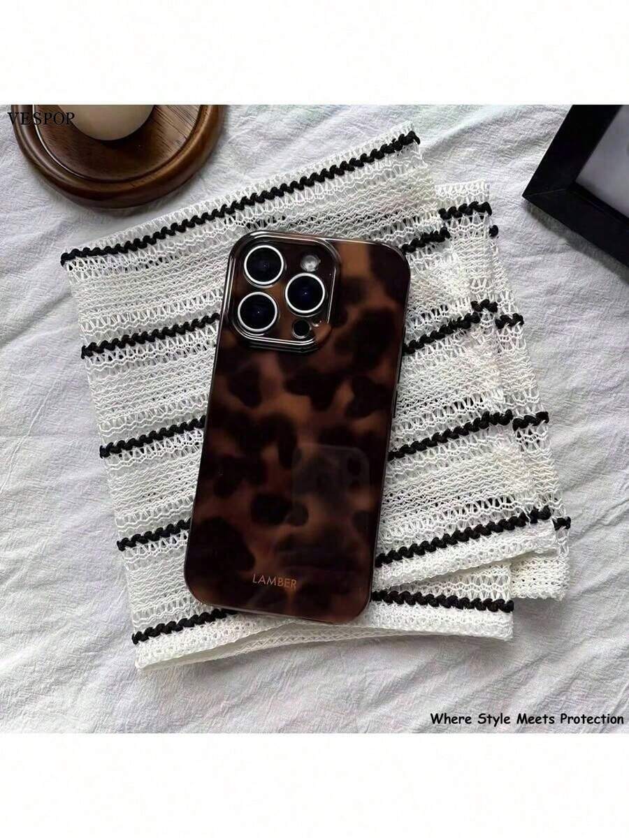 VESPOP Fashionable Leopard Gradient Color Phone Case Compatible With Apple 17 Pro Max/17 Air/ 16 Pro MAX/15 Pro Max/14 Pro/13 Pro/12/11, Personalized Phone Case For Men And Women, Middle Eastern Style Phone Case - Brown - View 1