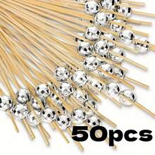Cocktail Decoration Toothpicks, Bamboo Skewers For Cocktail Party Decoration, Suitable For Drinks, Food And Disco Party Decoration - Silver - View 14