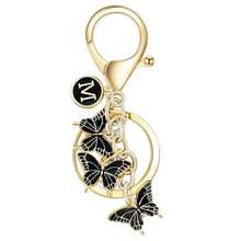1pc Butterfly Letter Elegant Iron Alloy Keychain Pendant Accessory Winter Pink Black 26 English Letters - Black - View 6