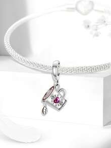 1pc Pink Delicate Beaded Pendant, Suitable For Women Bracelet DIY Jewelry - Silver - View 8