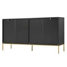 Sideboard Made Of Wood With Storage Adjustable With Shelves Black For Living Room And Dining Room - Black - View 7