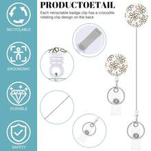 1pc Fashionable Daisy Retractable Badge Reel With Daisy Logo Badge Holder, Sturdy Metal Clip, Retractable Cord, Stylish Print With Key Ring, ID Card Holder, Work Badge Companion, Suitable For Nurses, Office, Men And Women - Simple Style - View 4