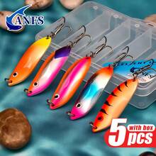 ANFS 5pcs Fishing Lure With Lure Box, Iron Trout Fishing Spoon For Freshwater Saltwater Fishing - Multicolor - View 4