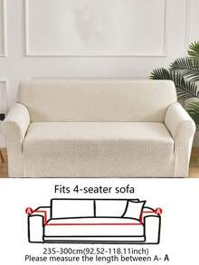 1pc High Quality Jacquard Elastic Sofa Cover, Non-Slip Full Coverage Thickened Fabric Sofa Seat Cover, Machine Washable Dust-Proof Non-Fading, Christmas Holiday Decoration, Autumn Room Decor Sofa Protector, Suitable For Corner Sofa And 1/2/3/4 Seater Sofa - Beige - View 12