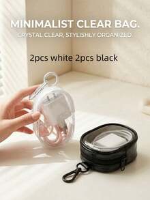2/1 Portable PVC Transparent Mini Data Cable Storage Bag, Dual Zipper Design, Suitable For Data Cables, Chargers, Earphones, Jewelry And Small Accessories, Hearing Aid Travel Bag, Keys, Coins, Etc. Lightweight, Zipper Closure, Washable - Multicolor - View 18