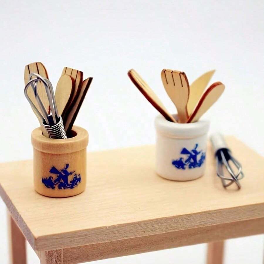 2 Sets Mini Kitchen Utensils, Suitable For Doll Scene Photography, Ideal Choice For Mini Dollhouse Decor. - Multi-color - View 1