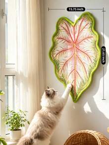 Plant-Based Sisal Cat Scratching Board, Wall-Mountable Leaf Design Home Decor Cat Scratching Board, Durable Scratch-Resistant No-Shed Sofa Cabinet Furniture Protector Pad, Cat Sleeping Mat - Velvet Alocasia - View 8