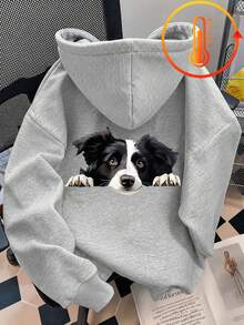 Tween Girl Fun Print Pullover Sweatshirt, Warm & Comfortable Thermal Lined Pullover Sweatshirt For Autumn/Winter - Grey - View 1