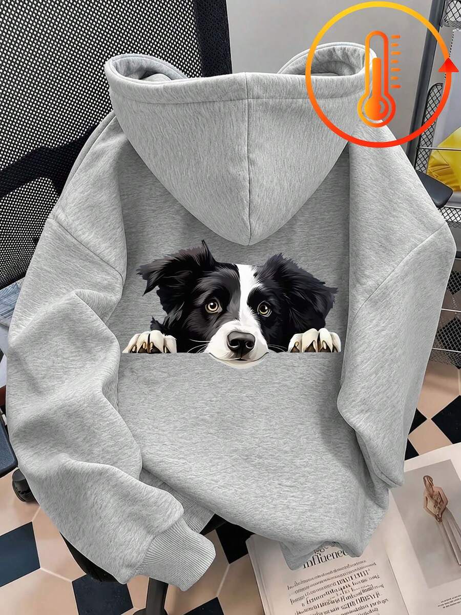 Tween Girl Fun Print Pullover Sweatshirt, Warm & Comfortable Thermal Lined Pullover Sweatshirt For Autumn/Winter - Grey - View 1