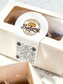 120pcs Customized Baking Stickers With QR Code, Personalized Printing Of Logo, Text, Image, Cake Box Custom Labels, Pastry & Cookie Packaging Stickers, Suitable For Small Bakery Shops - Custom QR Code Logo Sticker - View 2