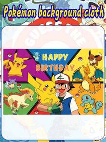 asmodee Pokemon Themed Birthday Backdrop, With Multiple Patterns To Choose From. Suitable For Pikachu For Halloween, Christmas, Holidays, And Everyday Party Photo Backgrounds. Hanging Banners For Setup. - Multicolor - View 14