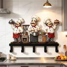 Chef Statue Wall Decor Hook; Kitchen Decorative Hook, Utensil Hook, Metal Kitchen Towel Hook, Middle Eastern Style, Practical Hook For Kitchen Utensils Wall Hanging Rack - View 5