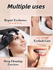 80/10 Piece Mini Eyebrow Brush With Lid - Eyebrow Coloring, Eyelash Filling, Eyebrow Lifting Brush - Professional Makeup Set, Suitable For Eyebrow Grafting, Gum Line Cleaning, Beauty Salon And Home Beauty Care - Multicolor - View 3