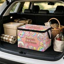 1PC Squish & Squeeze Cute Pattern Zippered Flap Foldable Storage Box - Suitable For Book Organization, Toy Storage, Cosmetic Storage, Student Back To School Storage, Home Organization, Car Trunk Storage, Clothing, Blankets, Daily Essentials, Hair Styling Tools Large Capacity Storage - A - View 12