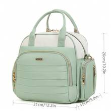 1pc Solid Color Nylon Lightweight Versatile Mommy Bag With Multiple Compartments, Independent Bottle Holder And Side Tissue Pocket - Multicolor - View 4