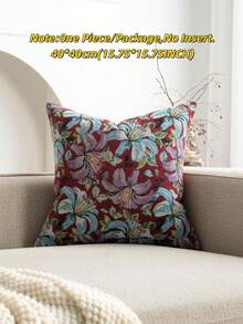 1 pièce Taie d'oreiller rouge foncé (sans rembourrage) à motif de lys pastoral, tissu jacquard vintage à la mode et confortable + taie d'oreiller à effet de broderie factice, convient pour la décoration intérieure quotidienne, le canapé, le lit, la chambre, les cadeaux, la décoration de fête, toutes saisons - Convolvolus rouge - Voir 10