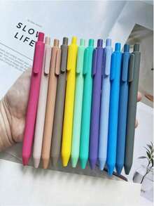 Bộ 12 bút mực trung tính, bút bấm, viết mượt, màu pastel nhẹ nhàng, văn phòng phẩm, sổ tay, đồ dùng học tập, quà tặng, thiết kế đẹp - Bộ - Xem 3