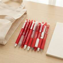 9PCS Red Theme Ballpoint Pen Set, Click-Action Snap Structure, Multiple Pen Barrel Styles, Notebook Recording, Problem Solving, Handwriting, Office Stationery Set, 0.5mm Writing Tip, Student Office Daily Note-Taking And Problem Solving Stationery Set - Sets - View 6