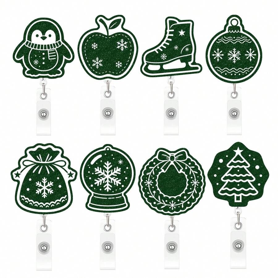 1pc Glitter Christmas Retractable Badge Reel Doctor Nurse Staff ID Holder - Multicolor - View 1
