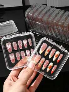 30/20/10pcs Transparent Nail Art Storage Boxes With Lid, Dust-Proof Portable Display Box, Suitable For Nail Stickers And False Nails, Large Capacity - Multicolor - View 4