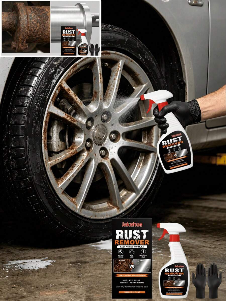 jakehoe Metal Rust Remover Spray, Quickly Dissolves Various Metal Surface Rust And Oxidation Layers, Easily Removes Stubborn Rust Stains, Leaves Metal Surfaces Clean And Shiny After Cleaning. Suitable For Hardware Tools, Auto Parts, Home Metal Items, Easy Operation, Hassle-Free Daily Metal Object Refurbishment And Cleaning.