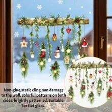 1/3pcs Christmas Hanging Tree Branch Decorative Window Sticker, Double-Sided Visible PVC Electrostatic Adsorption Glass Sticker, Suitable For Refrigerators, Cabinets, Living Rooms, Bedrooms, And Home Decoration. - Multicolor - View 4
