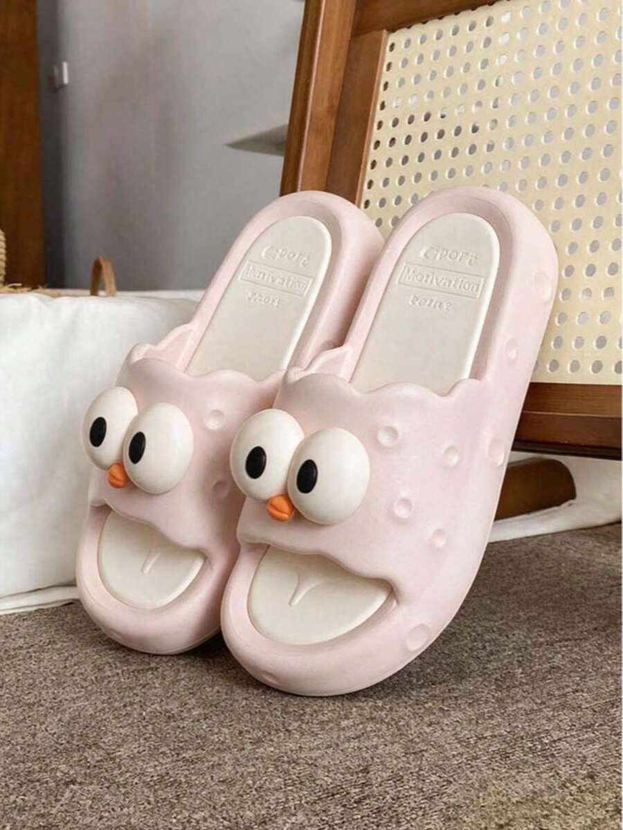 Sandalias de verano nuevas con diseño de dibujos animados lindos, para interiores del hogar, de punta abierta, suela blanda, cómodas, con fondo grueso y duraderas - Rosa - Ver 1