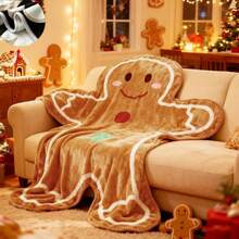 Christmas Plush Blanket Gingerbread Man Design Flannel Throw, Soft And Comfortable, Suitable For Christmas Holiday Home Chair Sofa Bed - Multicolor - View 10