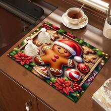 1PC Christmas Element Welcome Mat, Diatomite Absorbent Small Rug, Non‑Slip Floor Mat For Stove Coffee Machine Water Bar Counter, Christmas Halloween Home Decor, Indoor Outdoor Doormat For Front Door Kitchen Area - Multicolor - View 3