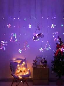 USB Powered LED Multicolor Curtain String Lights, Controllable Color Changing Lights, Suitable For Windows, Walls, Christmas Tree Decoration, Plug And Play Hanging Lights, Suitable For Home Parties, Plastic Cable - Multicolor - View 5
