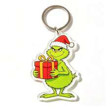 The Grinch Gantungan Kunci Akrilik Monster Hijau Natal, Liontin Dekorasi Liburan Kreatif, Gantungan Kunci Kartun - MultiWarna - View 8