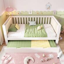 Sofa Bed Frame Made Of Wood On Wheels Space Saving White 90 X 190 Cm For Bedroom And Living Room (Mattress Not Included) - White - View 2