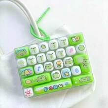 1/2pcs 26-Key Mini Keyboard Keychain, Silicone Material, Pressable Key Design, Cute Cartoon Decompression Gadget, Portable Pocket And Desktop Decoration Accessory, Fun Creative Office Gift - Multicolor - View 6