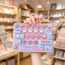 1/2pcs 26-Key Mini Keyboard Keychain, Silicone Material, Pressable Key Design, Cute Cartoon Decompression Gadget, Portable Pocket And Desktop Decoration Accessory, Fun Creative Office Gift - Multicolor - View 3