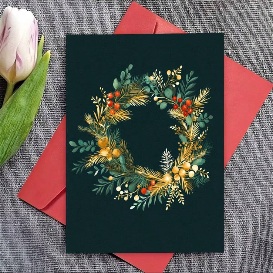 Set Kartu Natal 10 Set (10 Kartu Ucapan + 10 Amplop), Dilengkapi dengan Amplop, Sempurna untuk Mengungkapkan Rasa Terima Kasih kepada Guru, Rekan Kerja, Karyawan dan Teman - A - View 1