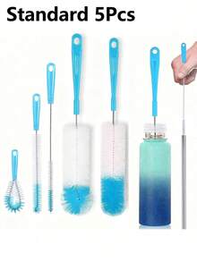 5-Piece Luxury Bottle Brush Set - Cleaning Brushes For Narrow Mouth Bottles, Sports Water Bottles, Coffee Cups, Cups, Water Bottles - Easy To Use, Efficient And Space-Saving - Multiple Styles - View 8