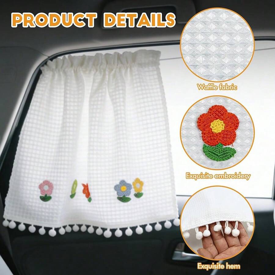 Car Window Curtains, Cute Blackout Side Window Sunshades With Suction Cups, Vehicle Window Sunshade Panels, UV And Glare Protection - A - View 1