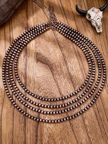 luodee Women's Vintage European Bohemian Western Beaded Necklace, Handmade Brushed Pearl Necklace, Layered Design For Better Effect, Suitable For Daily Wear, Dating, And Theme Parties - Vintage Beaded Necklace - View 9
