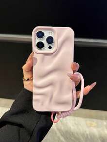 1 pieza Funda de teléfono con patrón de onda de agua asimétrica minimalista rosa de alta gama + cordón compatible con iPhone11, 11Pro, 11ProMax, 12, 12Pro, 12ProMax, 13, 13Pro, 13ProMax, 14, 14Pro, 14Plus, 14ProMax, 15, 15Pro, 15Plus, 16, 16Pro, 16ProMax, 16Plus/17/17Pro/17ProMax, regalo de cumpleaños de primavera - Rosa - Ver 24