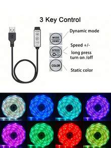 1m/3m/4m/10m USB Powered RGB TV Backlight Strip, Color Changing Ambient Light, Suitable For TV, Computer Monitor, Home Theater Decoration, Room, Living Room And Cabinet Decor Ambient Light Strip - Multicolor - View 10