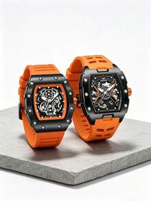 Hollow Automatic Mechanical Men's Sports Waterproof Luminous Watch, Suitable For Halloween, Christmas, Father's Day, Valentine's Day, Daily Wear, Perfect Gift Choice - one-size - View 5