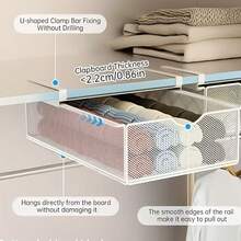 Pull-Out Hanging Underwear & Panties Storage Box, No Installation Smooth Sliding Wardrobe Iron Wire Basket, Pajamas Socks & Intimate Apparel Iron Wire Storage Bin, Multi-Layer Space-Saving Design, Breathable Iron Mesh Underwear & Socks Organizer Rack, Enhance Home Decor, Suitable For Office Desk, Wardrobe, Kitchen, Dormitory Storage, Applicable For Autumn Promotion, Halloween And Christmas Events - Multicolor - View 6