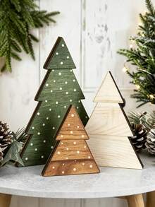 3 Buah Dekorasi Meja Pohon Natal Kayu, Dekorasi Meja Gaya Rumah Pertanian, Cocok untuk Natal, Musim Dingin, Musim Gugur, Thanksgiving dan Halloween, Pohon Buatan dengan Ranting, Sempurna untuk Pajangan Meja, Rak Perapian dan Dekorasi Meja Makan - Set ornamen pohon Natal - View 2