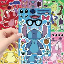Disney 8pcs/Set Stitch Series Puzzle Stickers DIY Waterproof PVC Cartoon Decorative Stickers For Bags, Guitars, Water Bottles, Phone Cases, Laptops, Gifts, Back To School - Multicolor - View 6